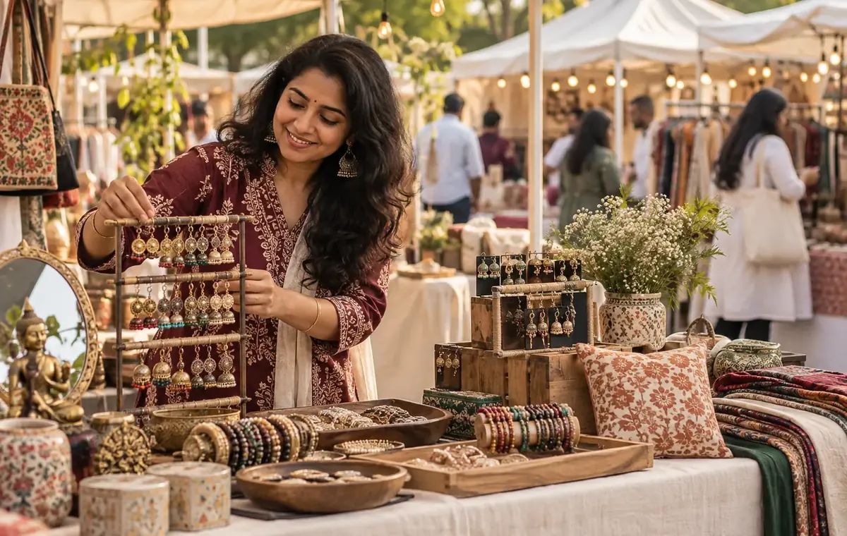 Independent vendor presenting handcrafted products