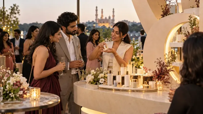 Guests interacting at a branded event activation